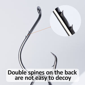 Gancio a cerchio a 8/0 4/0 in acciaio ad alto tenore di carbonio con pugnalate alle spalle è adatto per la pesca d'altura con cernie e attrezzi da pesca al tonno - Product Image 3