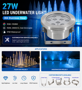 IP68 a prueba de agua 9W/18W/24W/36W <span class=keywords><strong>LED</strong></span> luces de piscina al aire libre RGB fuente <span class=keywords><strong>cascada</strong></span> con DMX512 para paisaje - Product Image 1