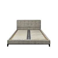 Lit double moderne minimaliste italien OEM, en tissu velours chenille avec sommier à lattes en bois pour chambre principale