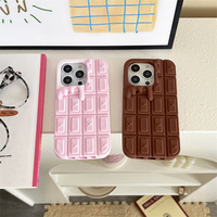 Coque de Téléphone en Silicone Anti-Chute 3D Tendance et Mignonne pour iPhone 16 Pro Max/15/14/13, Étui Mobile Choc Résistant Chocolat Élégant