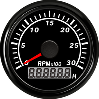Tachometer Mesin Diesel IP67 Tahan Air 52 mm untuk Mobil, Truk, Kapal Laut, Kapal Pesiar, dengan Penghitung Jam Kerja 3K RPM