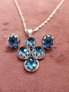Natural <b>Real</b> Quartz Pendant and Earring Jewelry Set 925 Sterling Silver Fine Jewelry for Women Handmade <b>Crystal</b> Gemstone - Product Image 3
