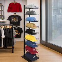 Étagères de magasin de vente au détail pour chapeaux personnalisés, présentoir à 9 niveaux, présentoir pour casquettes de baseball pour magasin de détail.