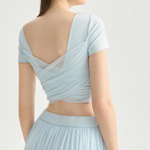 Top de Ballet para <span class=keywords><strong>Mujer</strong></span>, Ajustado, con Cuello en V, para Yoga, Pilates, Ejercicio, con Lazos <span class=keywords><strong>y</strong></span> Mangas Cortas - Product Image 1
