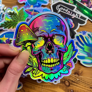 High Quality Holographic Sticker Vinyl Die Cut Glitter Stickers Custom Printing Adhesive Waterproof Cartoon Hologram Stickers