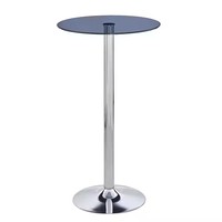 Vente populaire Mini gain de place ruban base en métal rond verre trempé maison café Table