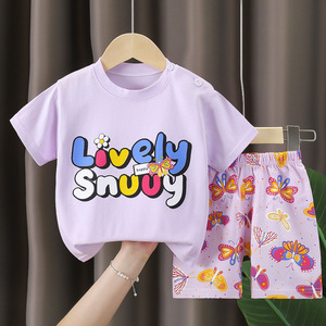 Bộ đồ hè hai mảnh cho bé trai bé gái chất liệu <span class=keywords><strong>cotton</strong></span> 100%, áo thun ngắn tay và quần đùi, kiểu dáng năng động - Product Image 6