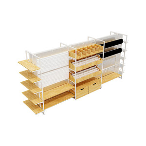 MINISO Estantes minoristas ecológicos de doble cara Estantes de exhibición de madera y metálicos Góndola multiusos para tienda de comestibles - Product Image 3