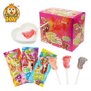 Sucettes en forme de <span class=keywords><strong>pied</strong></span> du fabricant, bonbons à la <span class=keywords><strong>poudre</strong></span> aigre dure dans des boîtes aromatisées aux fruits - Product Image 1