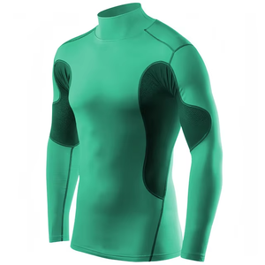 <b>Red</b> <b>Black</b> Slim Fit 220 Grams Solid Long Sleeve Compression T-<b>Shirt</b> Ribbed Neck Sports Base Layer for Running Training - Product Image 4