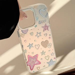 Funda para Teléfono con Estrella y Corazón Chapados en Oro para iPhone 17 16 15 14 13 12 11 Pro Max Estilo Instagram - Product Image 2