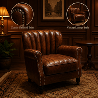 Canapé en PU personnalisable de style américain antique, fauteuil cigare, table basse de bar/cocktail de luxe léger, chaise Godfather Tiger Club