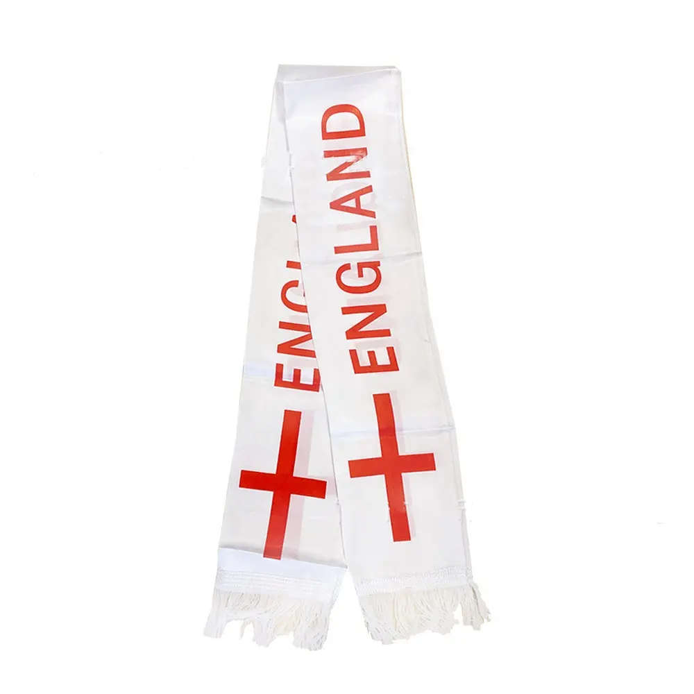 ファンサッカー2024サテンイングランドイタリアブラジル国旗スカーフベストカスタマイズ広告選挙ショールリボンショールスカーフ