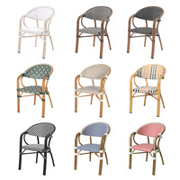 Chaise d'extérieur vintage en alliage d'aluminium style café français pour hôtels, maisons d'hôtes, balcons et cours - Chaise de loisirs individuelle