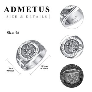 Venta caliente joyería 925 plata esterlina oxidada grabado palabra Cruz San Miguel anillo - Product Image 2