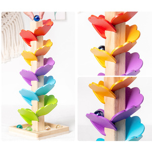 CPC CE EN71 Wooden Rolling Ball Music <strong>Tree</strong> Montessori Educational Rainbow <strong>Marble</strong> <strong>Tree</strong> Tracking Toys for Kids - Product Image 3