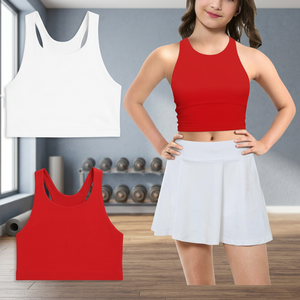 Women's Solid Color <b>Crop</b> <b>Top</b> Tank <b>Top</b> Sleeveless Scoop Neck Spandex Polyester Breathable Yoga Activewear <b>Red</b> White - Product Image 3