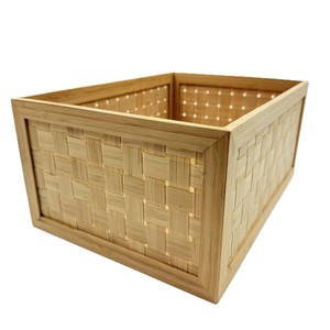 กล่องเก็บของไม้ไผ่ทรงสี่เหลี่ยมสีทึบไม่มีฝาปิดกล่องเก็บของบนเดสก์ท็อป - Product Image 2