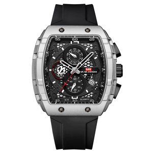 Mens Tonneau Shape Quartz Wristwatch Triple Subdial Stopwatch Function Curved Case Sport Timepiece - Product Image 5