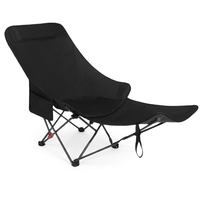 Chaise longue pliante portable, siège inclinable de camping avec repose-pieds et poche latérale pour la plage, la pêche et les activités de plein air