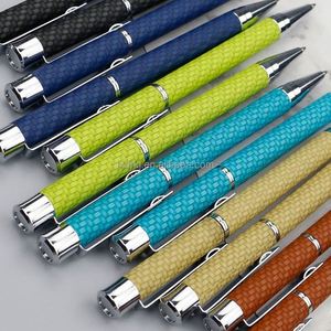 Stylo à bille en cuir PU gravé au laser avec logo remarquable, rechargeable - Product Image 4