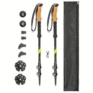 Bastón de Senderismo con Bloqueos de Ajuste Rápido y Empuñaduras Antideslizantes, Bastón de Trekking de Fibra de Carbono - Product Image 1