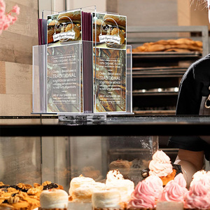 Quảng Trường Xoay rõ ràng Acrylic <span class=keywords><strong>Brochure</strong></span> hiển thị đứng <span class=keywords><strong>lucite</strong></span> tài liệu quảng cáo chủ với Vòng cơ sở cho các cửa hàng - Product Image 3