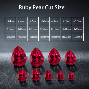 พลอยทับทิมสังเคราะห์ทรงลูกแพร์ สีแดงเลือด ขนาด 3x4 มม. ถึง 8x12 มม. สำหรับฝังเครื่องประดับ ขายส่ง - Product Image 3