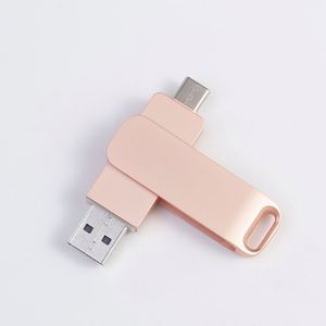 Top Quality High-speed Swivel Design 2-in-1 Otg <b>Usb</b> <b>Flash</b> <b>Drive</b> 64gb 32gb 16gb Metal Type-c <b>Usb</b> Stick for Smartphones <b>Usb</b> Memory - Product Image 4