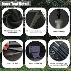 Tente de <span class=keywords><strong>camping</strong></span> OEM avec tissu en coton TC - Tente de glamping imperméable avec poteaux en aluminium et port électrique pour les familles en plein air - Product Image 4