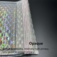 Enveloppe à bulles holographique auto-adhésive écologique, emballage rembourré brillant en feuille métallisée pour montres, cadeaux et boucles d'oreilles d'entreprise