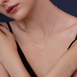 925 in argento Sterling serotonina molecola di felicità neurotrasmettitore collana alla moda rodio Science Lover <span class=keywords><strong>gioielli</strong></span> per feste - Product Image 5