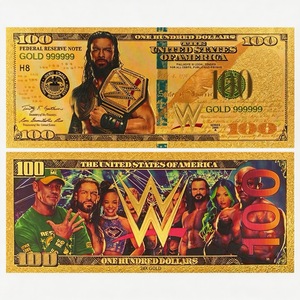 En gros Billets de banque en feuille d'or et Pièces commémoratives plaquées or 24 carats d'athlètes américains de la WWE, Collection de cadeaux - Product Image 5