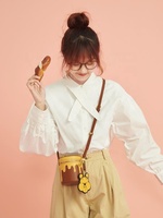 Sac seau rond personnalisé à une épaule pour femmes, sac de crème glacée de crème de miel de broderie de corps croisé