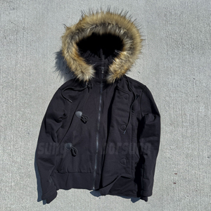 Produttore di abbigliamento <span class=keywords><strong>felpa</strong></span> in cotone invecchiato da uomo con <span class=keywords><strong>cappuccio</strong></span> in pelliccia sintetica staccabile con Zip per uomo - Product Image 4