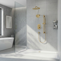 Ensemble de robinetterie de douche luxueux, système de douche mural en or brossé, pomme de douche de 10 pouces avec pomme de douche murale de 6 pouces