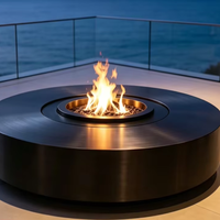 Brasero circulaire moderne de grande taille au gaz naturel, table de feu en métal robuste pour terrasse et camping, chauffage extérieur