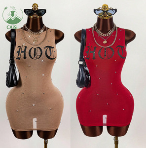 Vestido Casual de Punto sin Mangas para Mujer, con Estampado de Letras, Moderno, Entallado, Sexy, Vestidos Cortos sin Mangas, Vestido Elegante para Mujer - Product Image 1