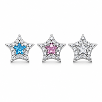 Piercing de Titanio ASTM F136 con Estrella y Circonita Cúbica, Labret de Base Plana para Nariz, Lengua y Oreja, Joyería de Moda para Mujer