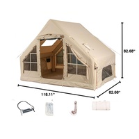 Portable 6.3 ㎡   Tente de camping gonflable pour 3-4 personnes, tente pneumatique en Oxford 300D avec petite fenêtre panoramique et double porte en U