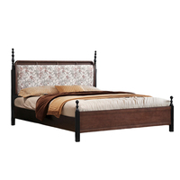 Massives Eschenholz Maßgefertigtes Kingsize-Bett Luxuriöser Französischer Stil Hochdichter Schaumstoff-Kopfteil Amerikanisches Vintage-Schlafzimmer-Set