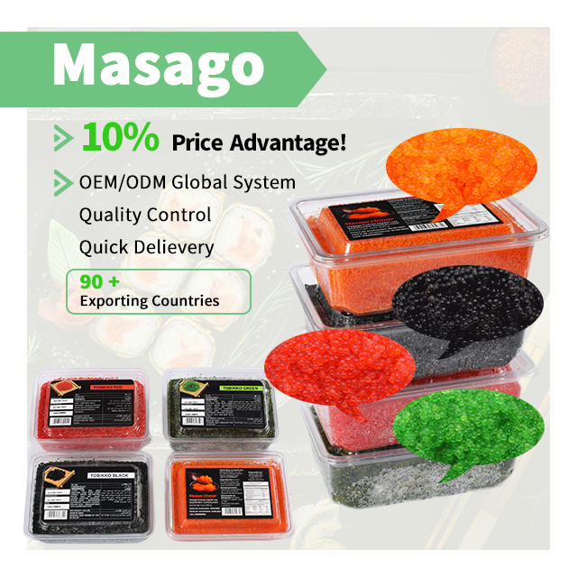 Замороженные Masago и Tobikko для suhsi foods, горячая Распродажа OEM Доступных-оранжевый/васаби/черный/желтый/красный цвет