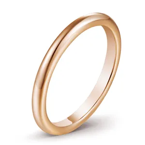 Gioielli all'ingrosso di alta qualità 2mm anelli a buon mercato oro rosa tungsteno anello da dito donna uomo moda fidanzamento fede