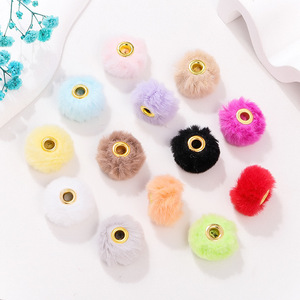 Pompons en fausse fourrure de lapin style coréen, perles de 20 mm à grand trou, accessoires de bijoux DIY - Product Image 1