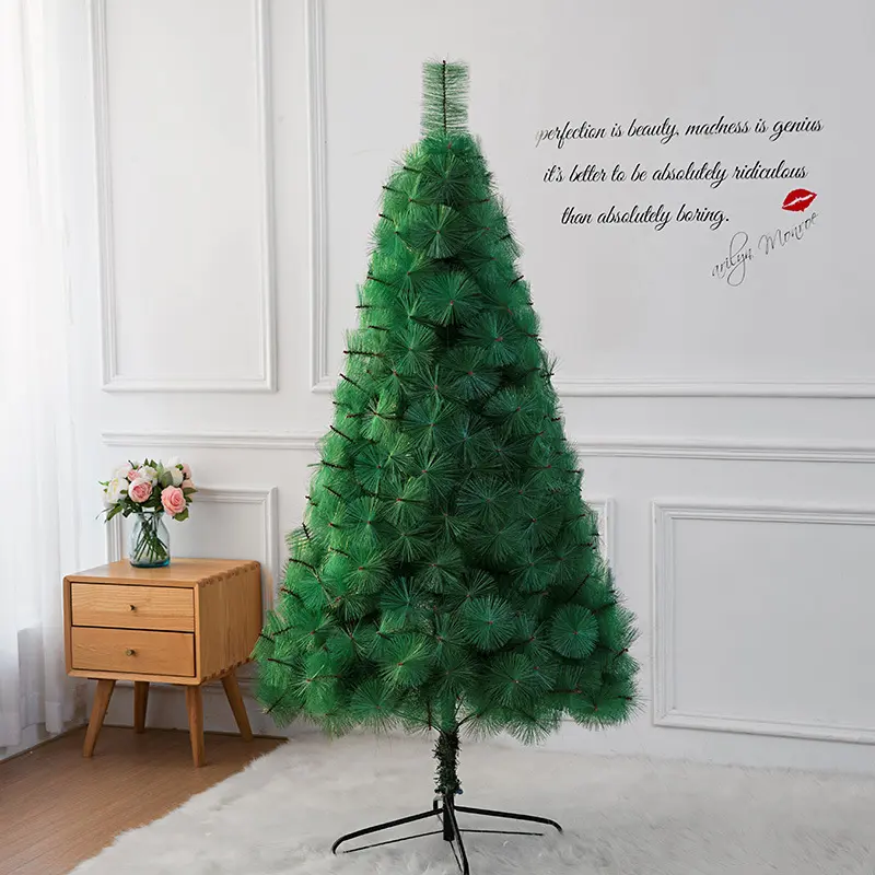 Agulha artificial do pinho da árvore de natal, decoração de natal para animais de estimação 6ft 7ft, pré-iluminada