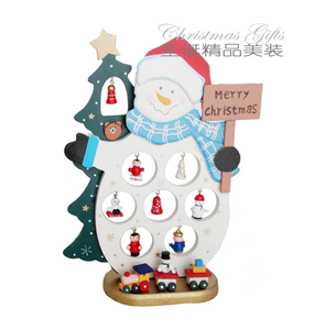 Calendario dell'Avvento <span class=keywords><strong>in</strong></span> <span class=keywords><strong>Legno</strong></span> all'Ingrosso, Decorazione Natalizia con Babbo Natale e Pupazzo di Neve, Conto alla Rovescia con Mini Ornamenti per Decorazioni da Tavolo Natalizie - Product Image 3