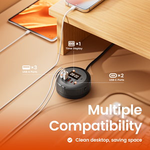 Adattatore Caricatore Rapido Tipo C <span class=keywords><strong>con</strong></span> <span class=keywords><strong>Presa</strong></span> Multipla 3AC per MacBook iPhone Laptop, Alimentatore <span class=keywords><strong>con</strong></span> <span class=keywords><strong>Orologio</strong></span> per Viaggi - Product Image 5