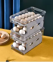 Suporte de ovos para refrigerador, ovo automático inteligente caixa de armazenamento recipiente de ovos bandeja organizador de geladeira para casa