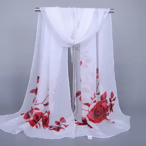 Hot selling women ultrathin national floral Silk Scarf