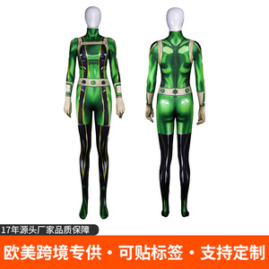 Traje verde para mujer, traje Zentai para adultos, disfraz de Halloween, traje de cuerpo completo con cinturón y correas - Product Image 5